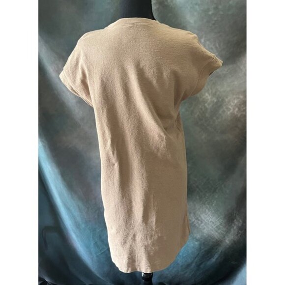 Hering Women's Pocket T-Shirt Dress Casual Short Sleeve Beige Medium - Picture 4 of 6